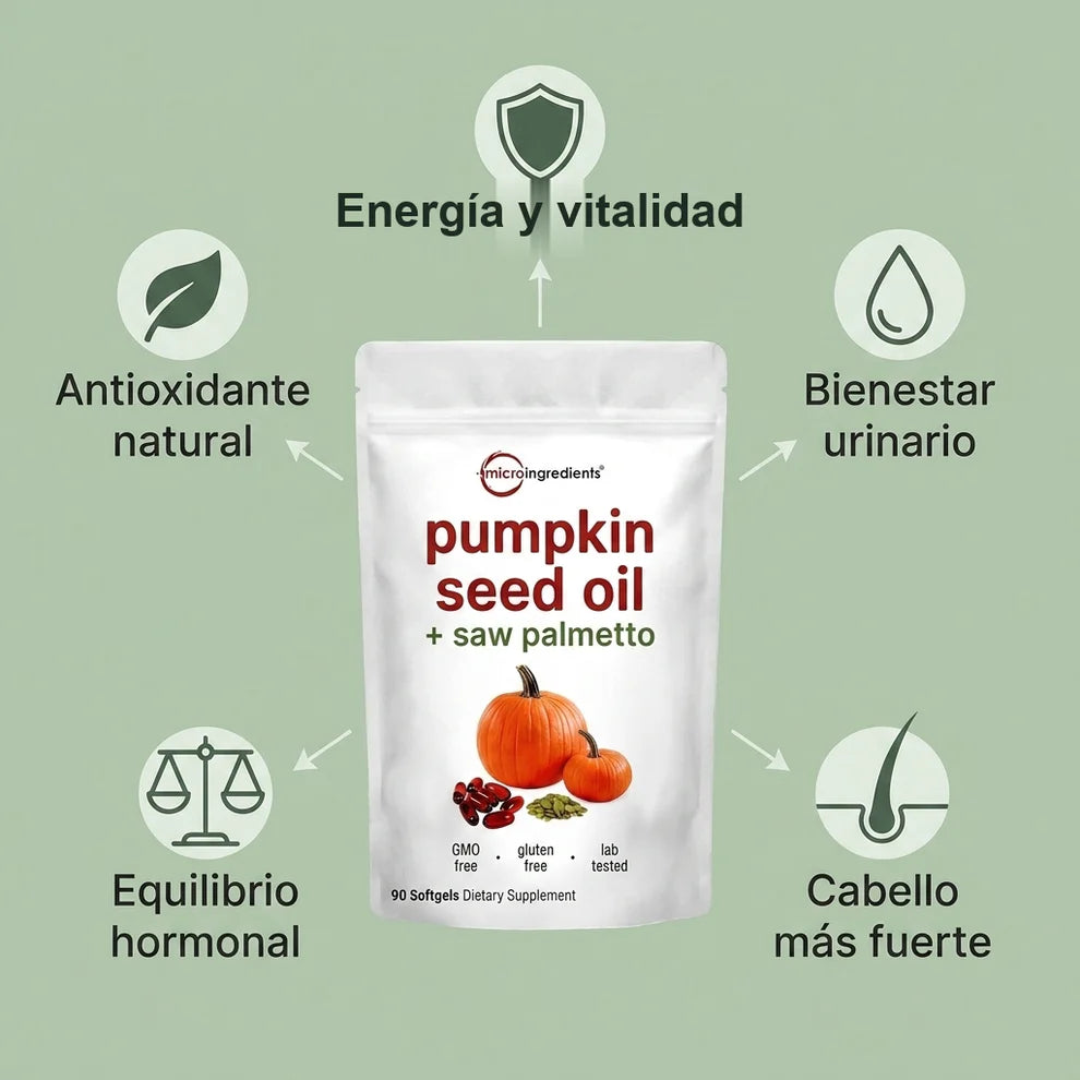 Aceite de Semilla de Calabaza + Saw Palmetto 90 Cápsulas